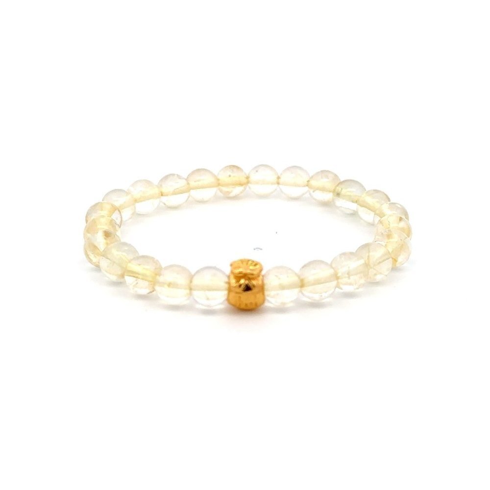 18K Gold Money Bag Lucky Charm Bracelet Gemstones Citrine 6mm